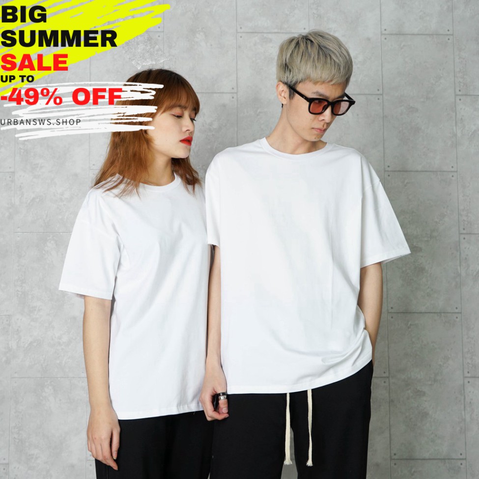 (XẢ KHO NGHỈ SHOPEE) Áo Thun Trơn Tay Lỡ 2 Màu Unisex Trắng Đen