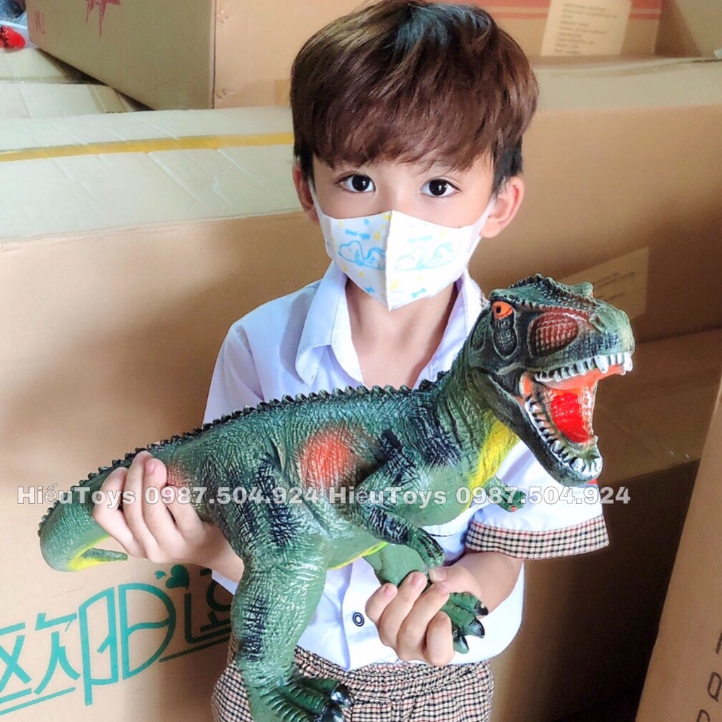 Đồ Chơi Mô Hình Khủng Long T-Rex Có Âm Thanh Chất Liệu Cao Su Mềm Cho Bé Trai Từ 2 Đến 8 Tuổi Hiếu Toys