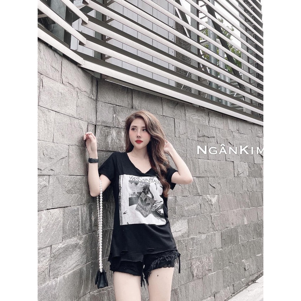 BÁN SỈ ÁO PHÔNG CÔ GÁI RÁCH GẤU 3 MÀU NỮ APN9