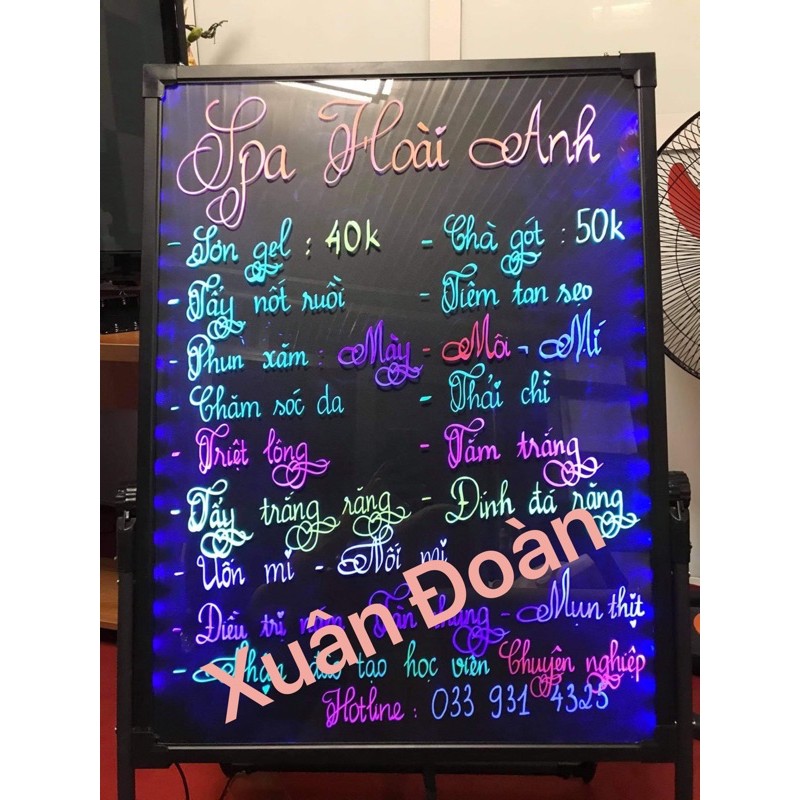 BẢNG ĐÈN LED VIẾT TAY DẠ QUANG KT 60 x 80cm + Hộp bút