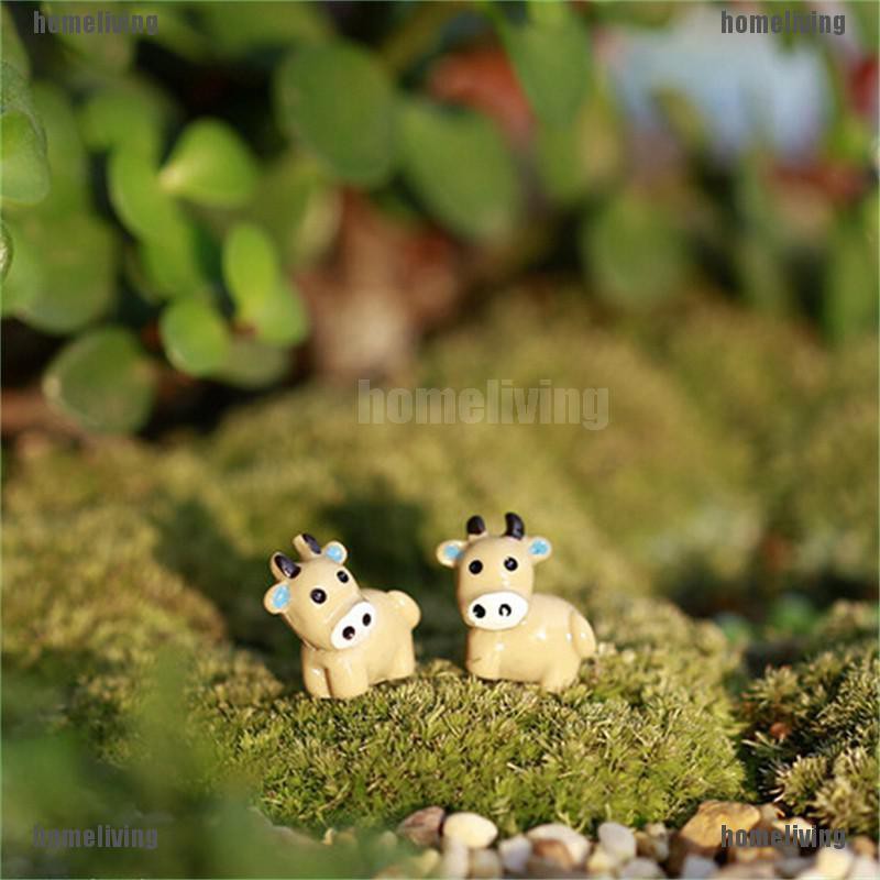 Bộ 2 Mô Hình Bò Sữa Thu Nhỏ Dùng Trang Trí Vườn