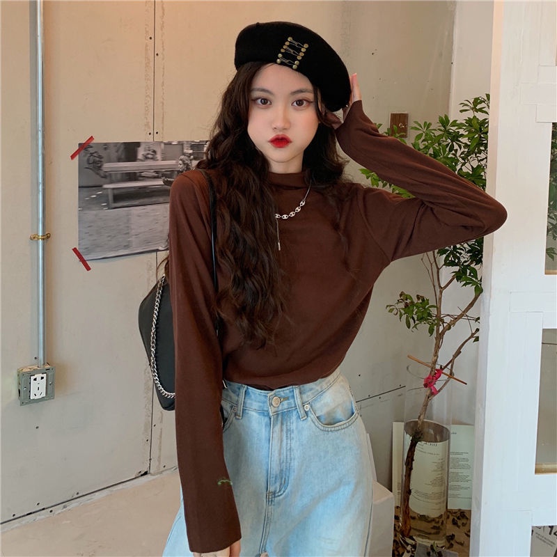 Áo Thun Tay Dài Cổ Lọ Ôm Dáng Phong Cách Mới Dành Cho Nữ