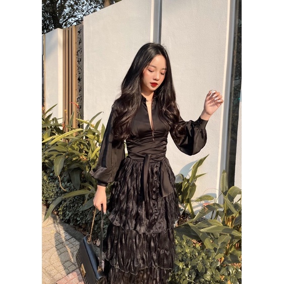 Đầm phi bóng lụa latin
