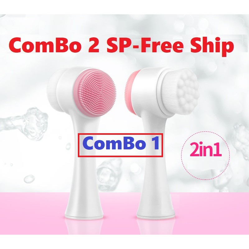 Combo Bộ Dụng Cụ Chăm Sóc Da. Cọ Rửa Mặt Massage 2 đầu | BigBuy360 - bigbuy360.vn