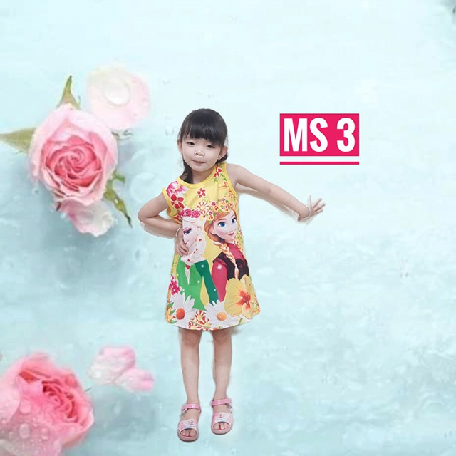 đầm cho bé in elsa 2 mặt