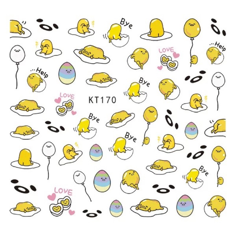 Sticker,hình dán móng tay hoạ tiết trứng ốp la dễ thương trang trí móng tay nail