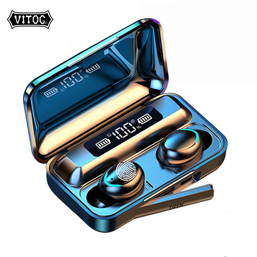 Tai nghe không dây F9-5CTWS 5.0 Tai nghe Bluetooth nhét tai âm thanh nổi Bass Tai nghe nhét tai có vỏ sạc Mic