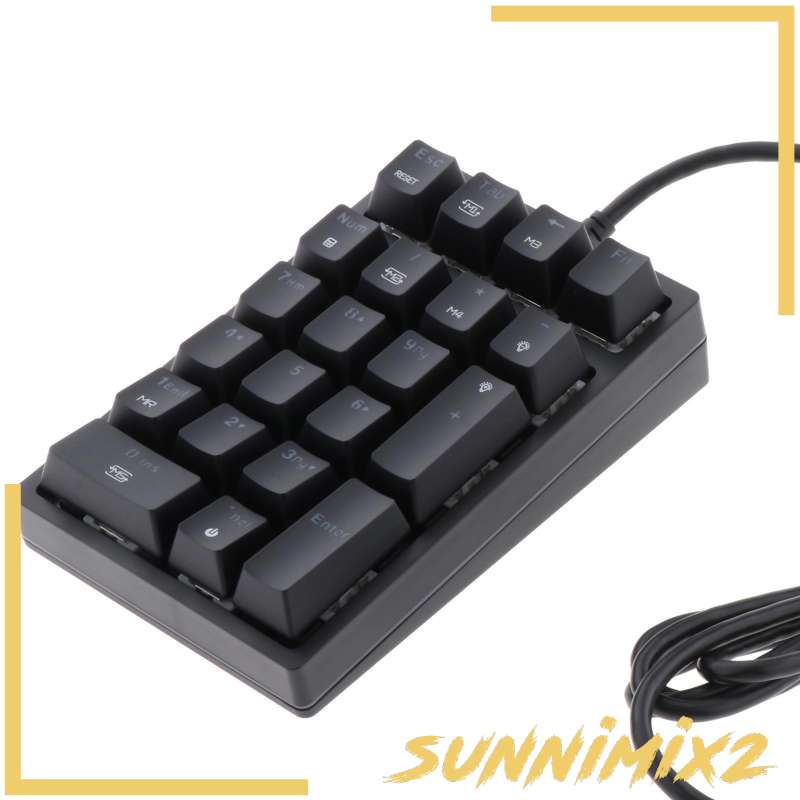 Bàn phím số cơ mini có dây gồm 21 phím ABS màu đen đèn nền RGB nhỏ gọn cho notebook/máy tính bàn chơi game