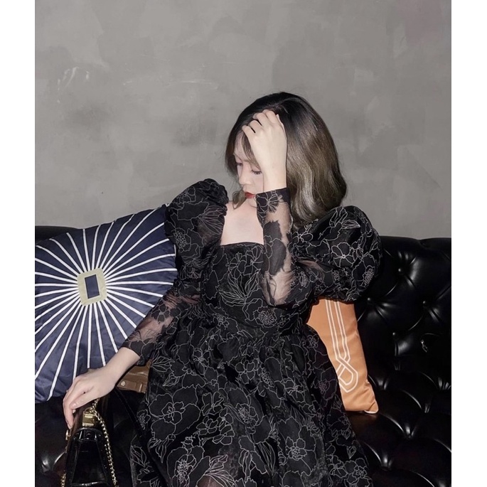 Váy trắng tiểu thư Pretty In Rosé Dress Cúp ngực tay phồng họa tiết sáng da form chuẩn tôn dáng | BigBuy360 - bigbuy360.vn