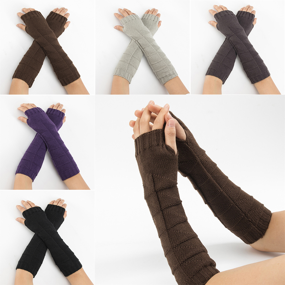 Găng Tay Len Hở Ngón Ấm Áp Thời Trang Cho Nữ