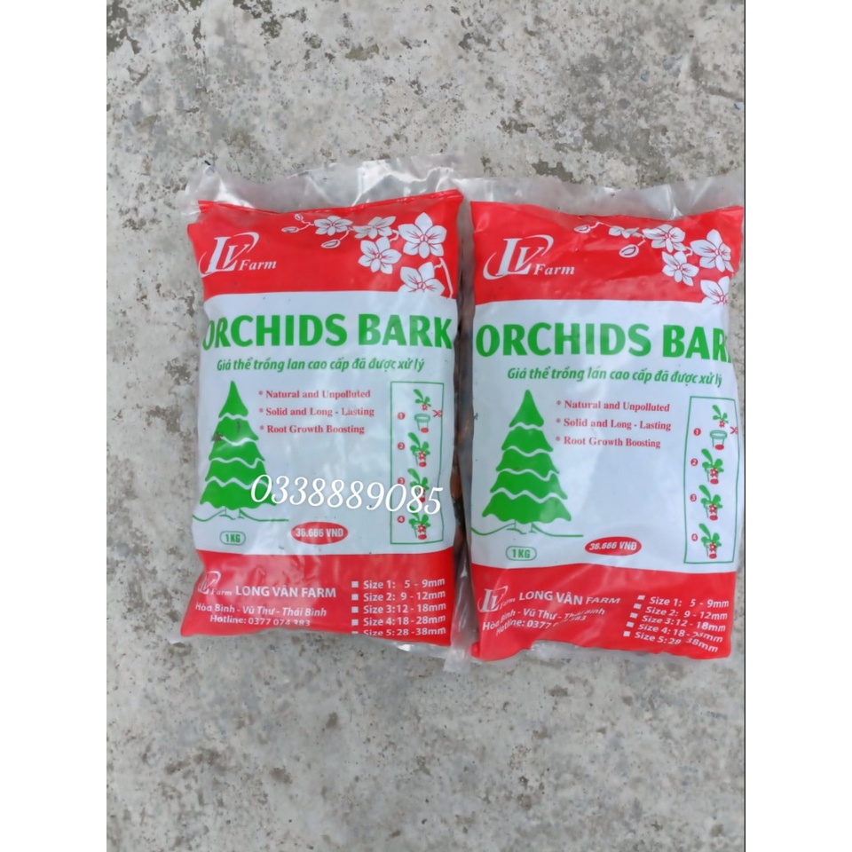 Vỏ Thông Mài Cạnh ORCHIDS BARK 1KG - LONG VÂN FARM - Giá Thể Trồng Lan