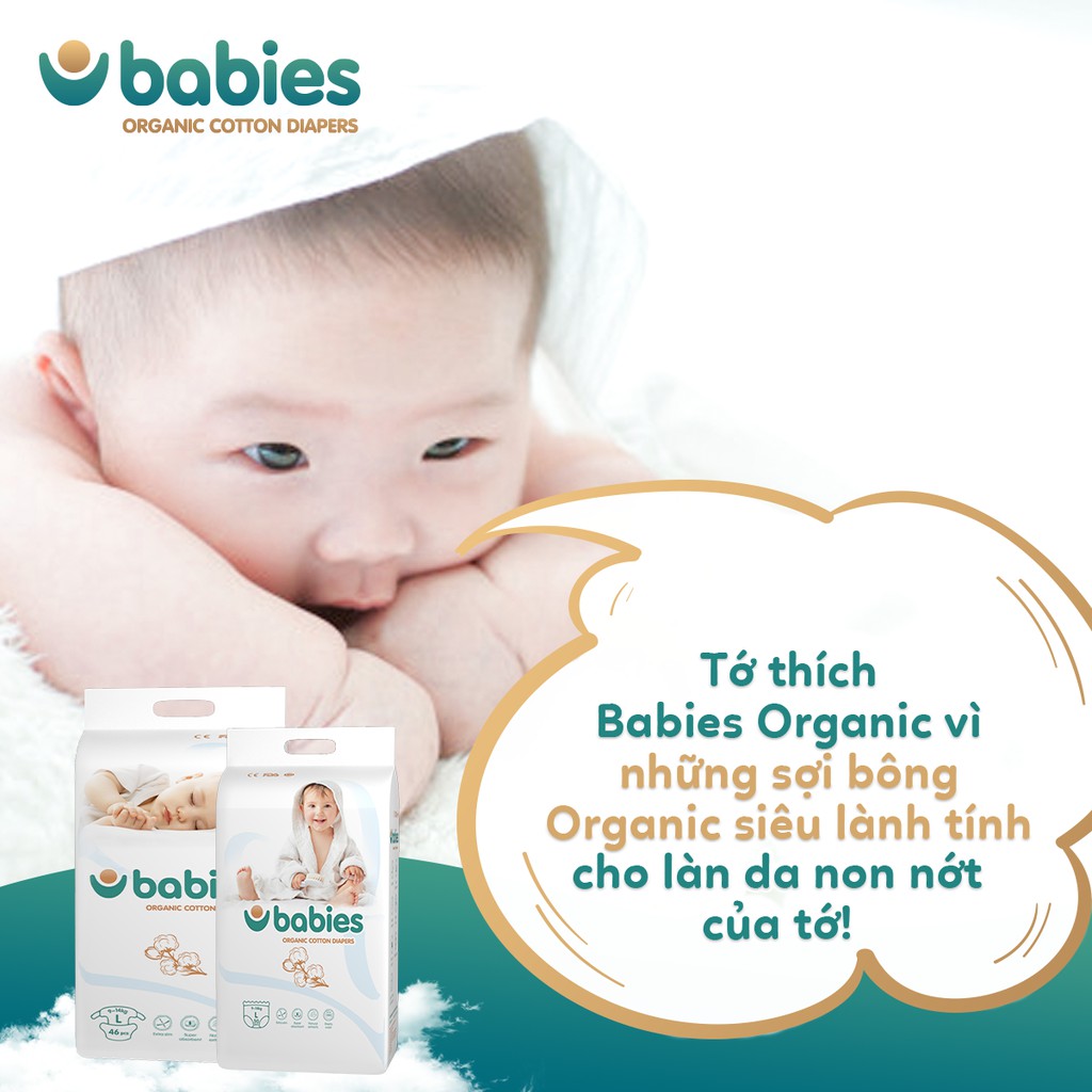 [Mua 2 tặng 1] Bỉm Babies Organic Việt nam Bỉm ❤️ Dán/ Quần Babies S66/M56/L46/M54/L50/Xl46/XXL40