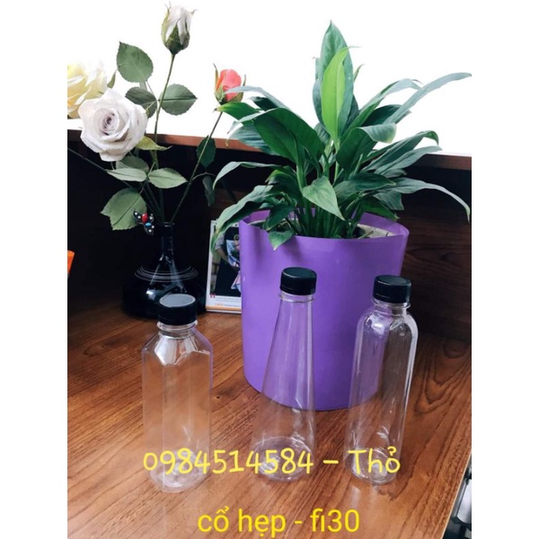 Chai nhựa pet Vuong/Tròn/Tam Giác 330ml fi30 kèm nắp