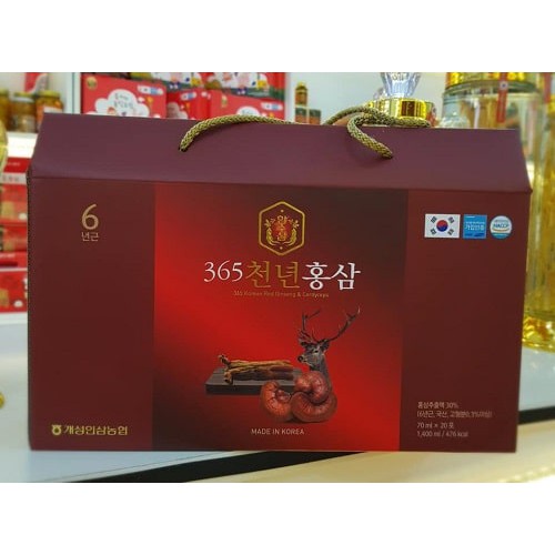 Nước hồng sâm linh chi nhung hươu Hộp 20 gói x 70ml hàn quốc Hansusam 365 (5/10/2023)