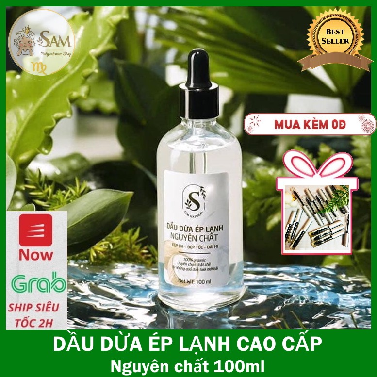 Dầu Dừa Ép Lạnh Organic Nguyên Chất Sam Natural - Dầu dừa dưỡng mi, dưỡng tóc, dưỡng da 100ML