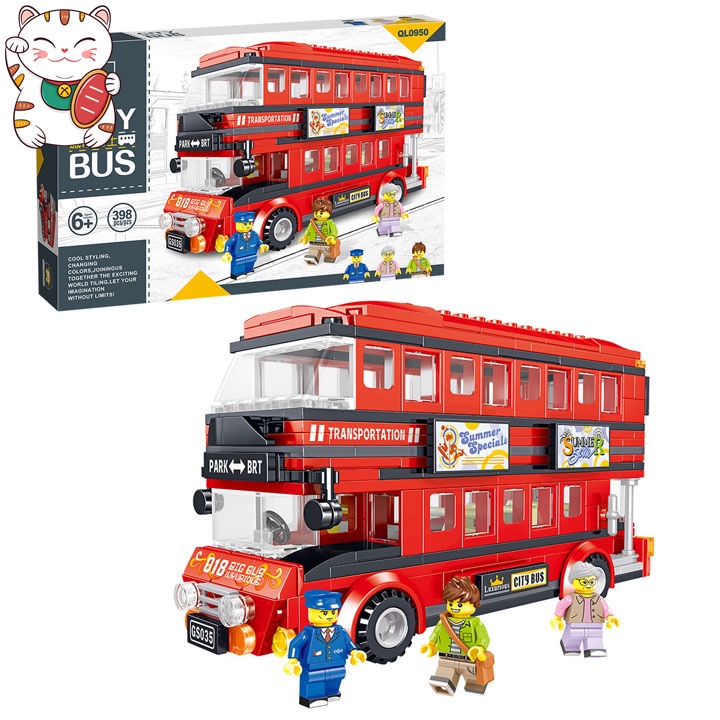Xe Buýt BRT 2 Tầng Tuyệt Đẹp 398 Chi Tiết Đồ Chơi Ghép Hình Lắp Ghép Thông Minh Lego Zhegao MOC DIY