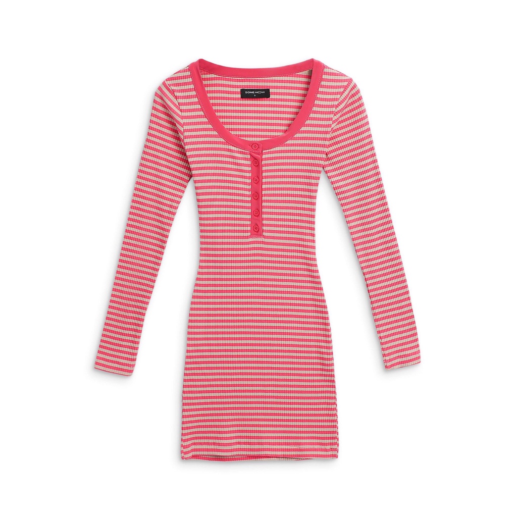 Đầm Nữ Basic Body Striped , Chất Liệu Thun Gân Co Dãn Thoải Mái, Năng Động, Nữ,WDN000017,SOMEHOW