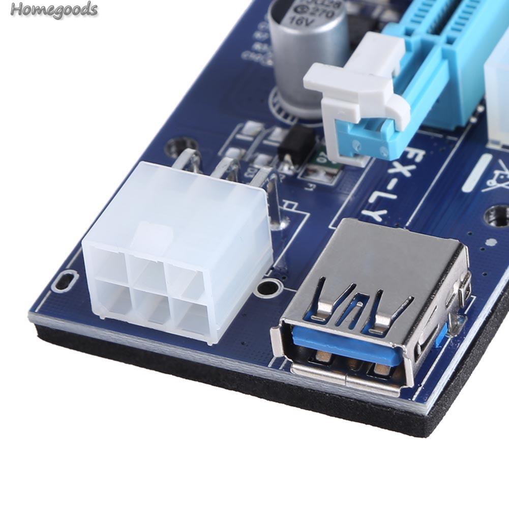 Card Chuyển Đổi Home-6 Pin Pci Express Riser Card 1x Sang 16x Usb 3.0 Kèm Dây Cáp