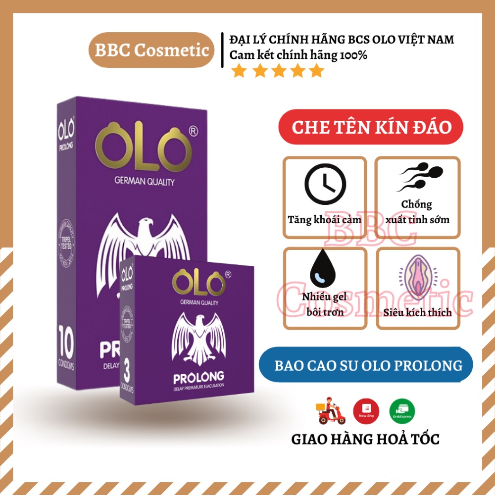 Bao Cao Su OLO PROLONG Chống Xuất Tinh Sớm Siêu Mỏng 0.02mm Nhiều Gel Bôi Trơn Hương Bạc Hà,Hàng Việt Nam Chất Lượng Cao