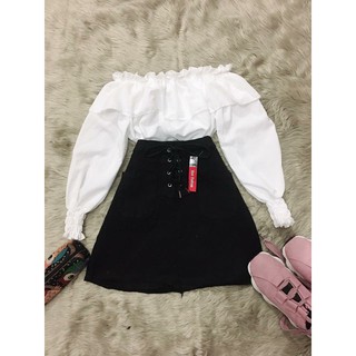 Set ulzzang áo kèm chân váy ảnh thật