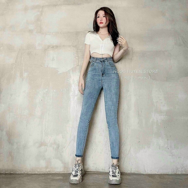 QUẦN JEANS SKINNY LƯNG CAO