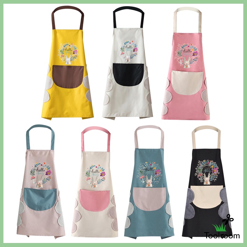 Tạp Dề Nấu Ăn Có Túi Và Khăn Lau Tay Màu Hồng Nhạt Dành Cho Nữ