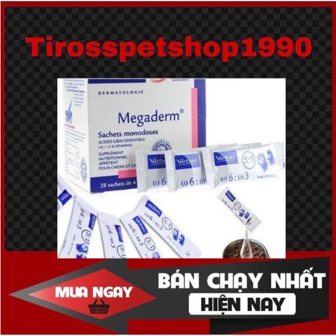 [Mã 99FMCGSALE giảm 8% đơn 500K] Gel dinh dưỡng mọc lông. mượt lông giúp ăn ngon cho chó mèo Megaderm gói 4ml 0