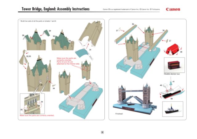 mô hình giấy công trình cầu tháp London