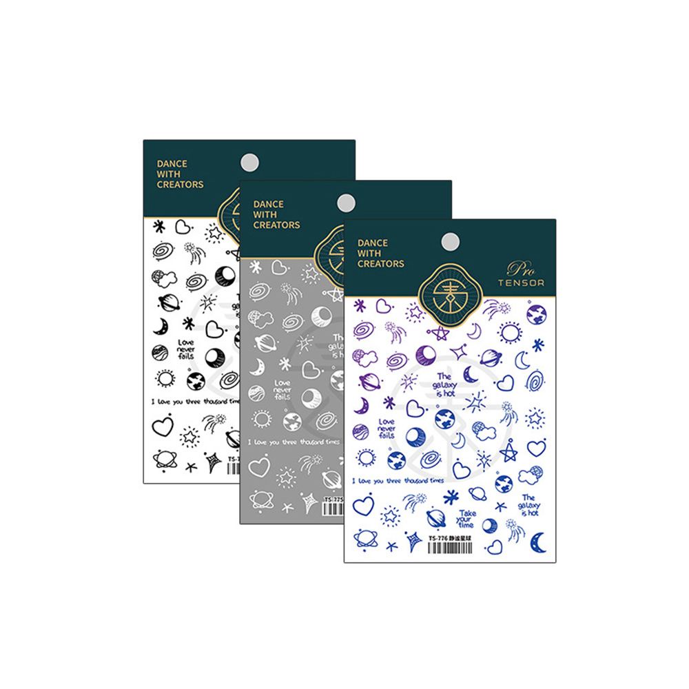 [Hàng mới về] Sticker Dán Trang Trí Móng Tay Hình Trăng Sao Màu Trắng Đen Dễ Thương