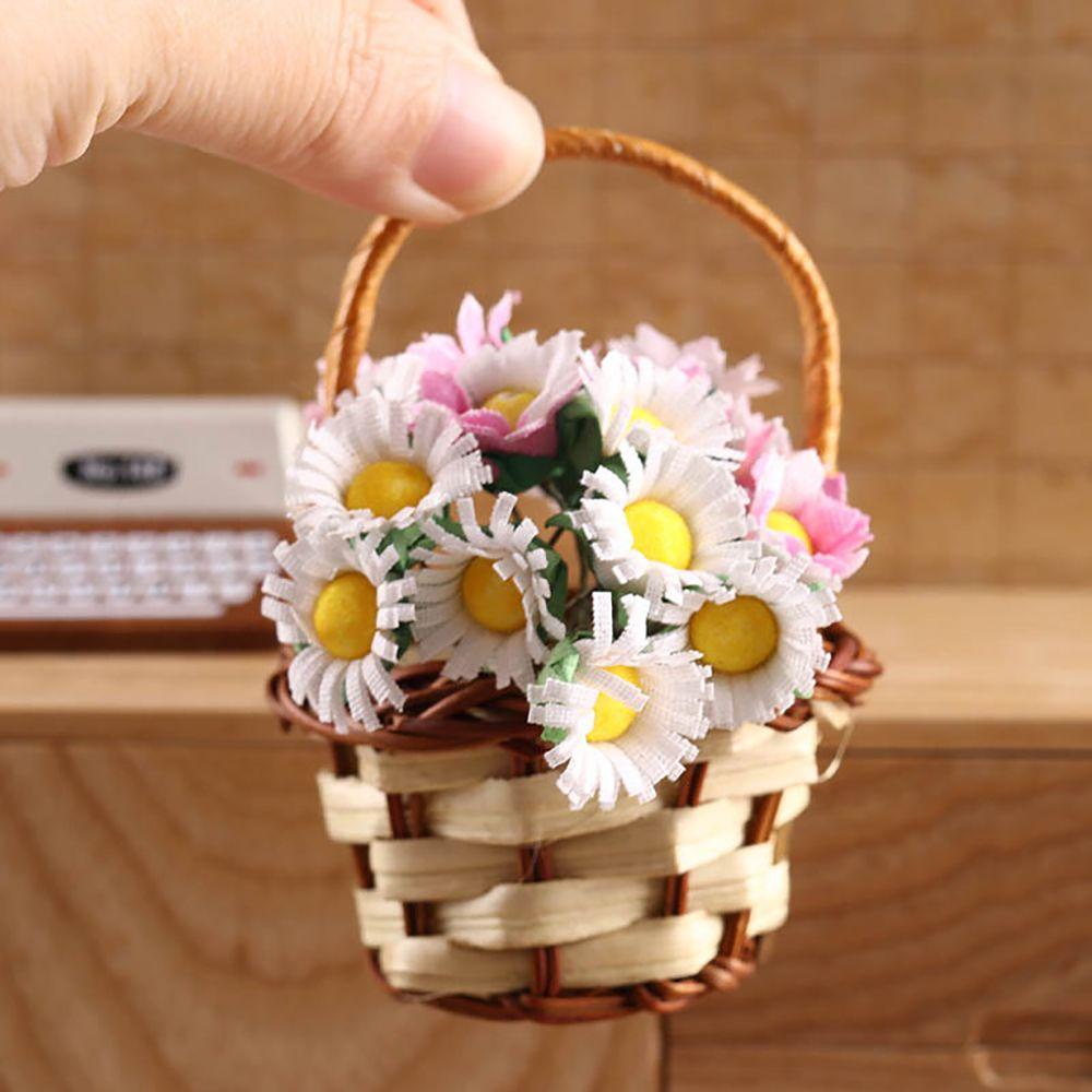 Giỏ Hoa Mini Tỉ Lệ 1: 12 Dùng Trang Trí Tiểu Cảnh / Nhà Búp Bê