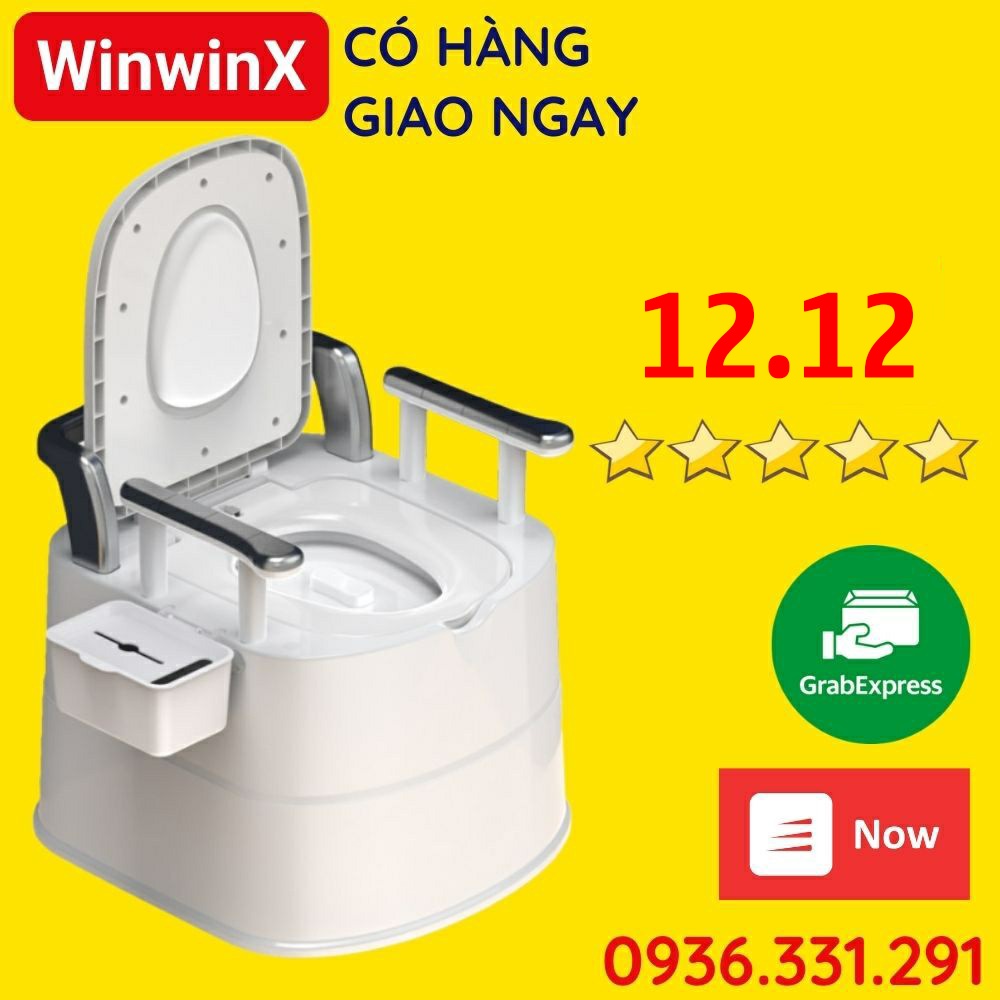 Bồn cầu di động chống mùi cho người già có tay vịn và tựa lưng chắc chắn toilet khử mùi bô vệ sinh WinwinX Kore Sport