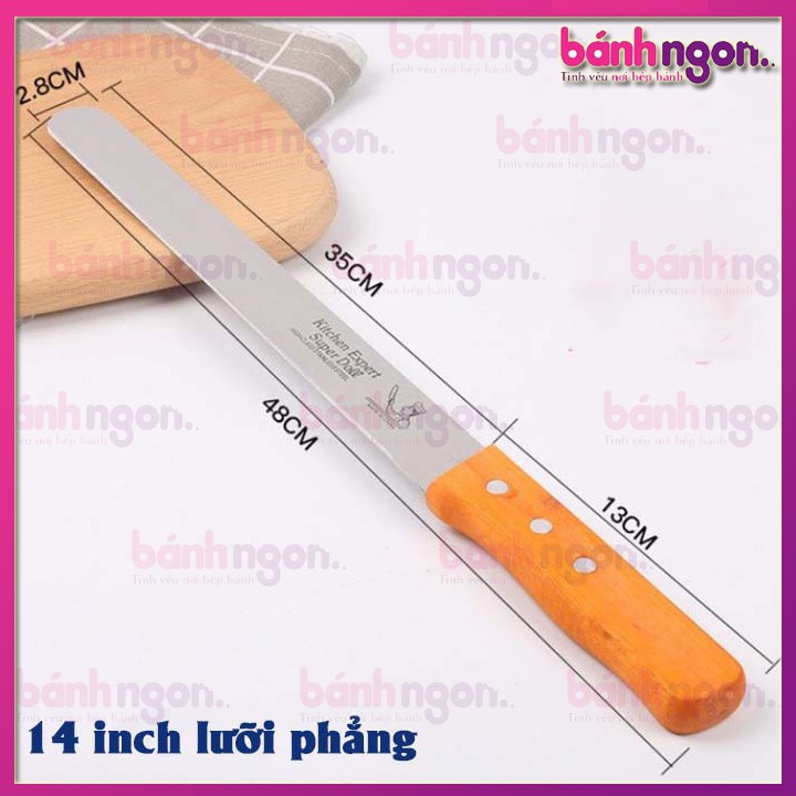 Dao cắt bánh răng cưa/lưỡi phẳng thép không gi, cán gỗ 10inch/12inch/14inch