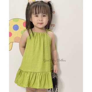 Váy xanh cổ yếm buộc dây