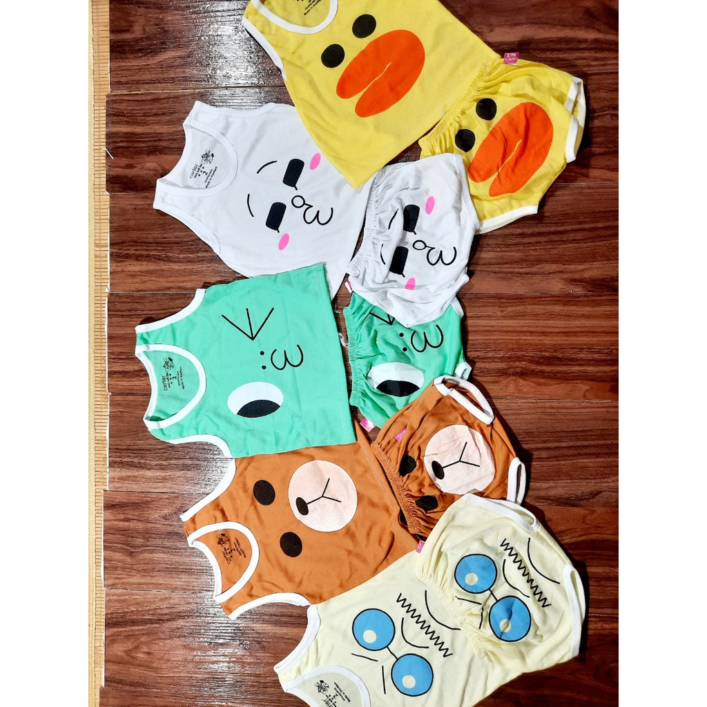 Set 5 bộ quần áo cộc sát nách mặc hè cho bé hình thú