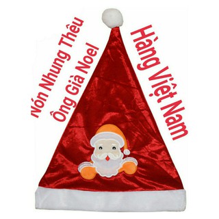 Mũ nón noel nhung thêu-Ông Gìa Noel