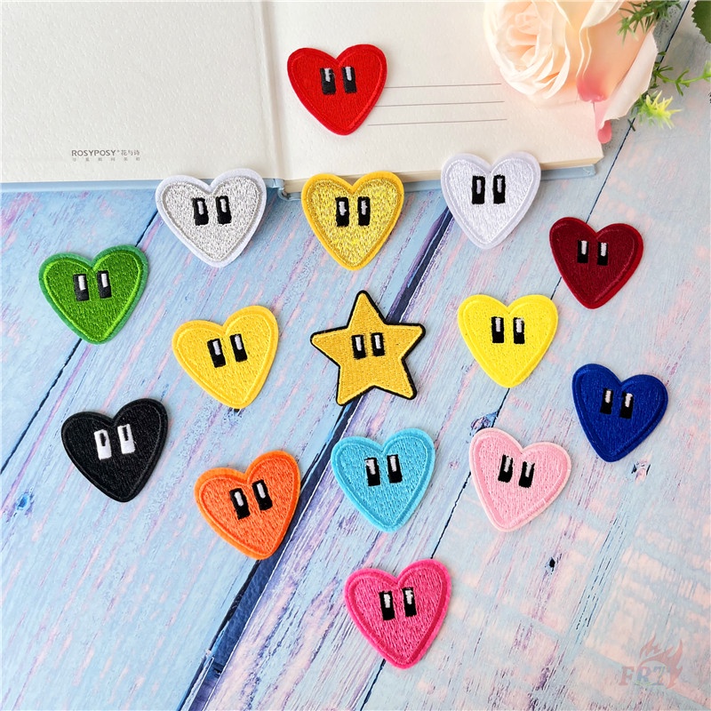 ☸ Sticker Ủi Thêu Hình Trái Tim Và Ngôi Sao ☸ 1 Sticker Ủi Thêu Hình Huy Hiệu