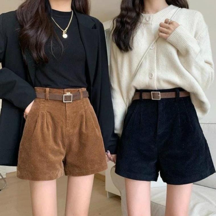 Quần Short đùi THUS chất nhung tăm mịn thời trang tặng kèm thắt lưng
