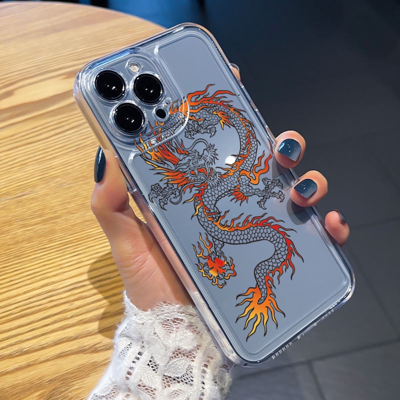 Ốp Điện Thoại TPU Gel Đệm Khí Chống Rơi Hình Rồng Lửa Trung Hoa Samsung Galaxy A33 A53 A73 5G A32 A52 A72 A31 A51 A71 A23