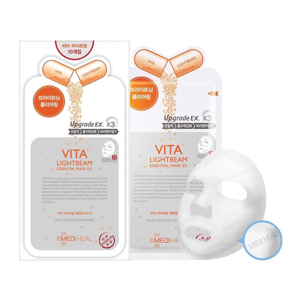 Hộp 10 Mặt Nạ Dưỡng Trắng, Mờ Vết Thâm Mediheal Vita Lightbeam Essential Mask Ex 25ml x10