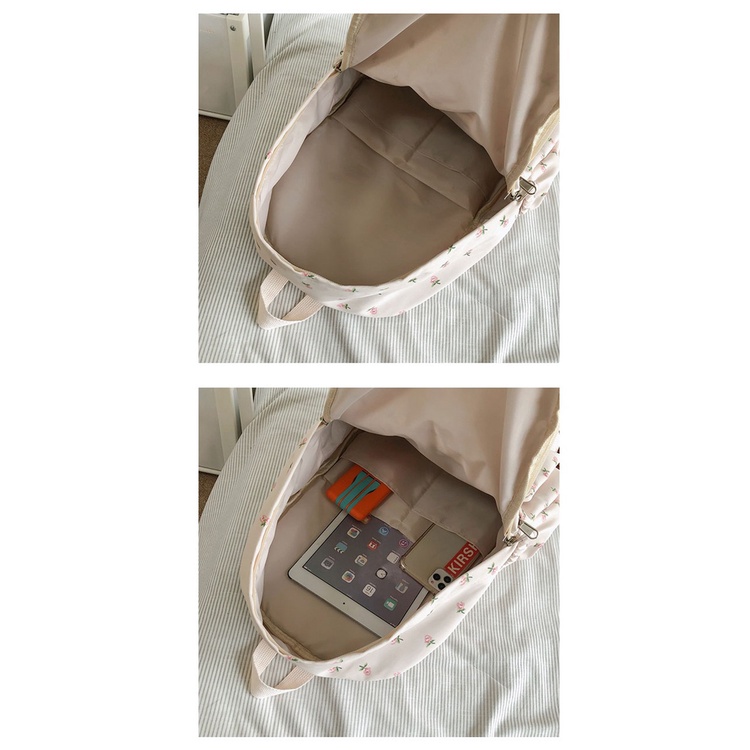 Balo đi học, đựng laptop, họa tiết hoa hồng nhí chất vải dù, thiết kế cute, size 25x28, 31x42 mã BLXXCV002