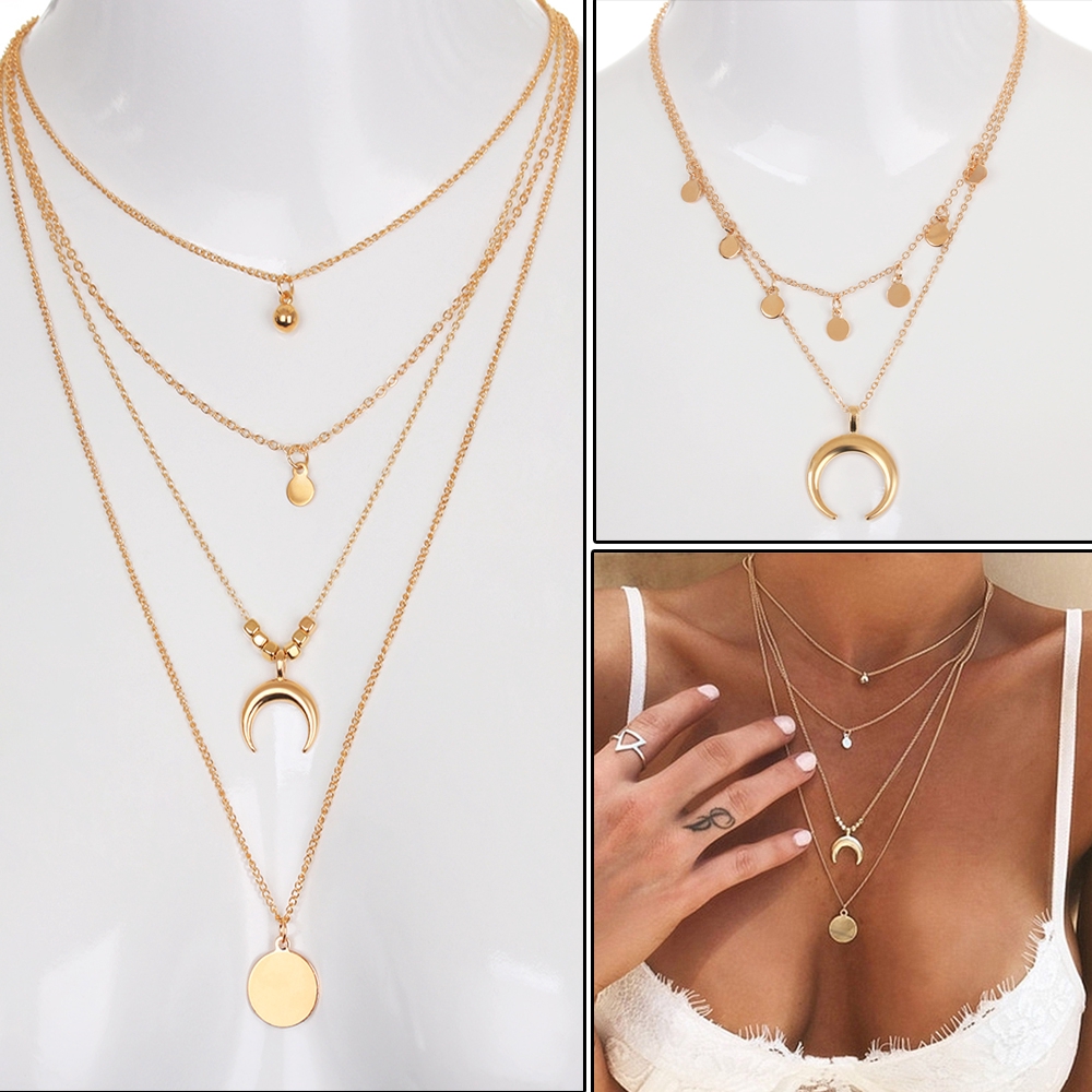 [Mã FASHIONCB232 hoàn tối đa 15K xu đơn 50K] Vòng cổ nhiều lớp đính hạt kim sa phù hợp cho phái nữ | BigBuy360 - bigbuy360.vn