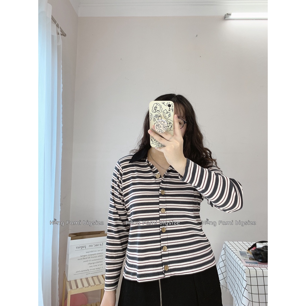 Áo len kẻ ngang cổ đức bigsize (A381)
