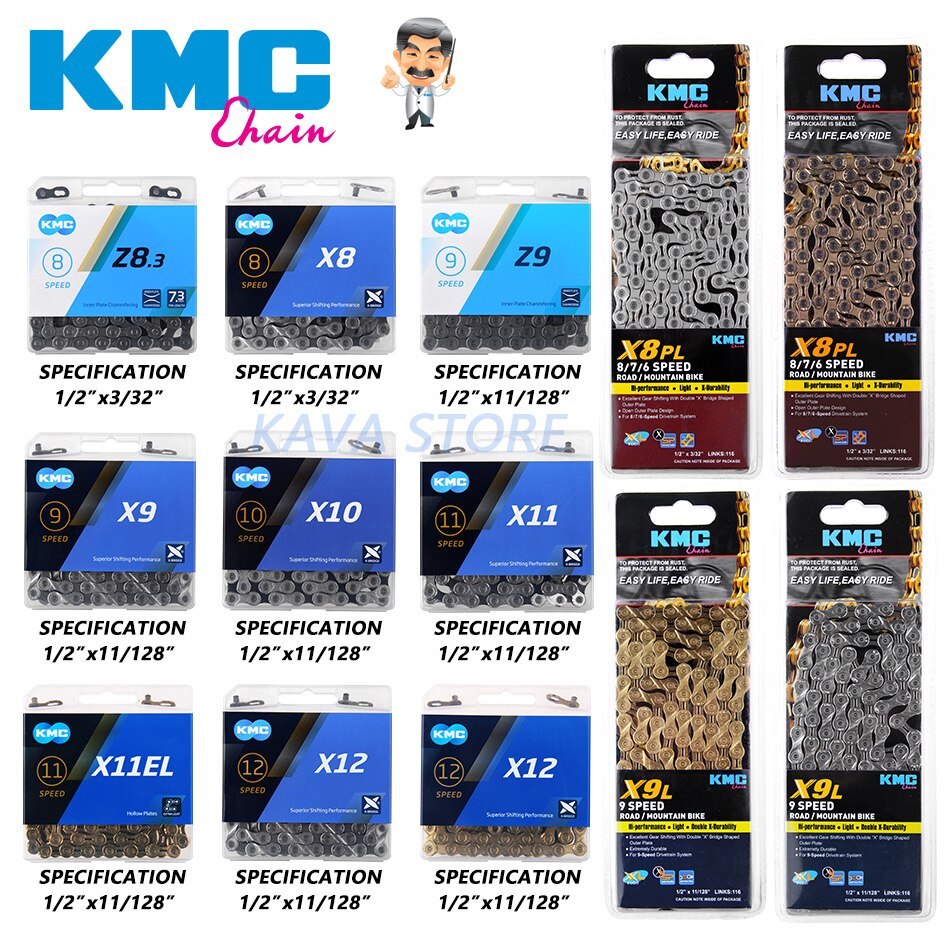 Kmc Chain X8 X9 X10 X11 X12 HV408 Z8.3 X8PL Z9 X9L X11EL Xích Xe Đạp 116L / 118L / 126Links MTB / Xe