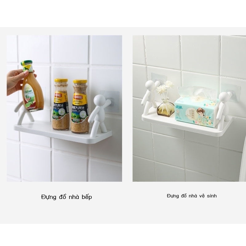 Kệ phòng tắm hình nhân để đồ dán tường để đồ nhà bếp chất liệu nhựa PP chắc chắn tiện lợi không cần khoan đục rất tiện