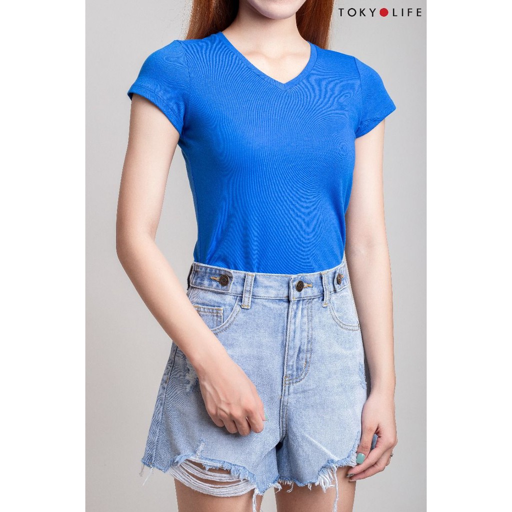 [Mã WABRTKL11 giảm 10% đơn 250K] Áo T-Shirt Nữ cổ tim TOKYOLIFE G1/I9TSH500G