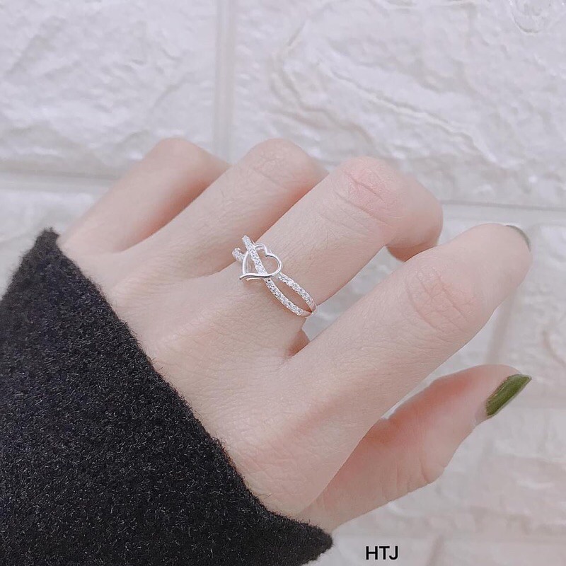 NHẪN BẠC MẶT TIM CAO CẤP - NHẪN ĐỦ SIZE