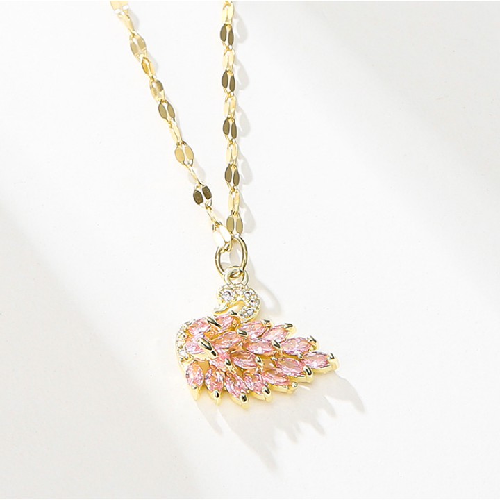 Dây chuyền nữ titan kiểu con thiên nga đính đá siêu đẹp, bền màu, chuẩn thời trang