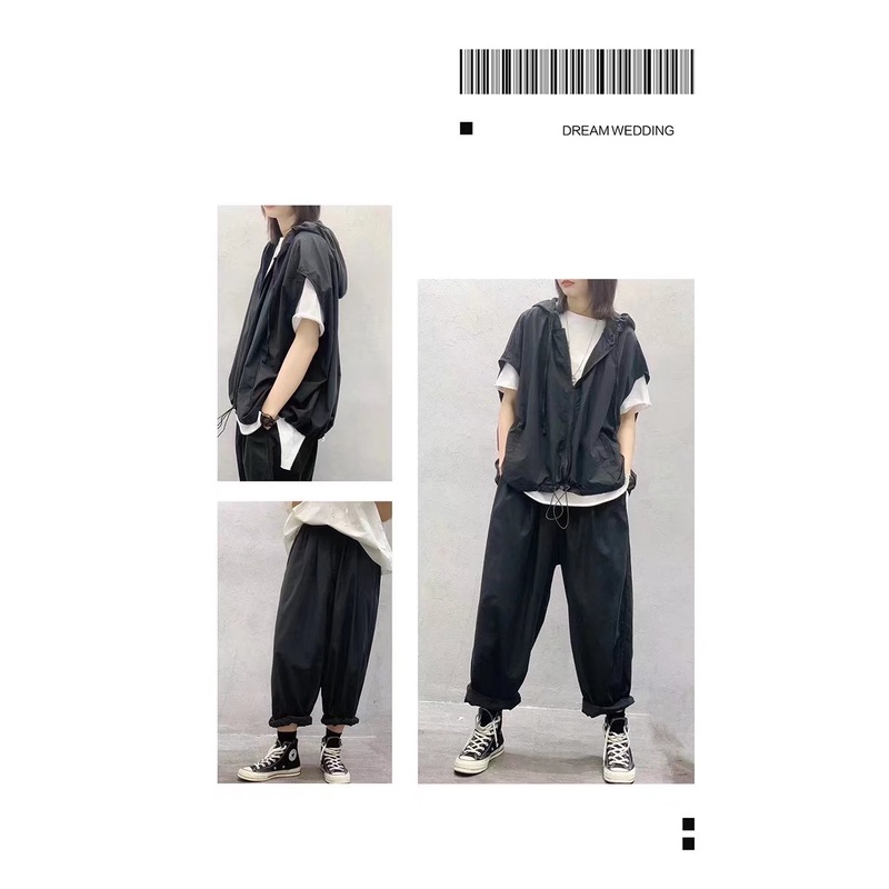 Áo Khoác Hoodie Sát Nách Dáng Rộng Kiểu Hàn Quốc Đơn Giản
