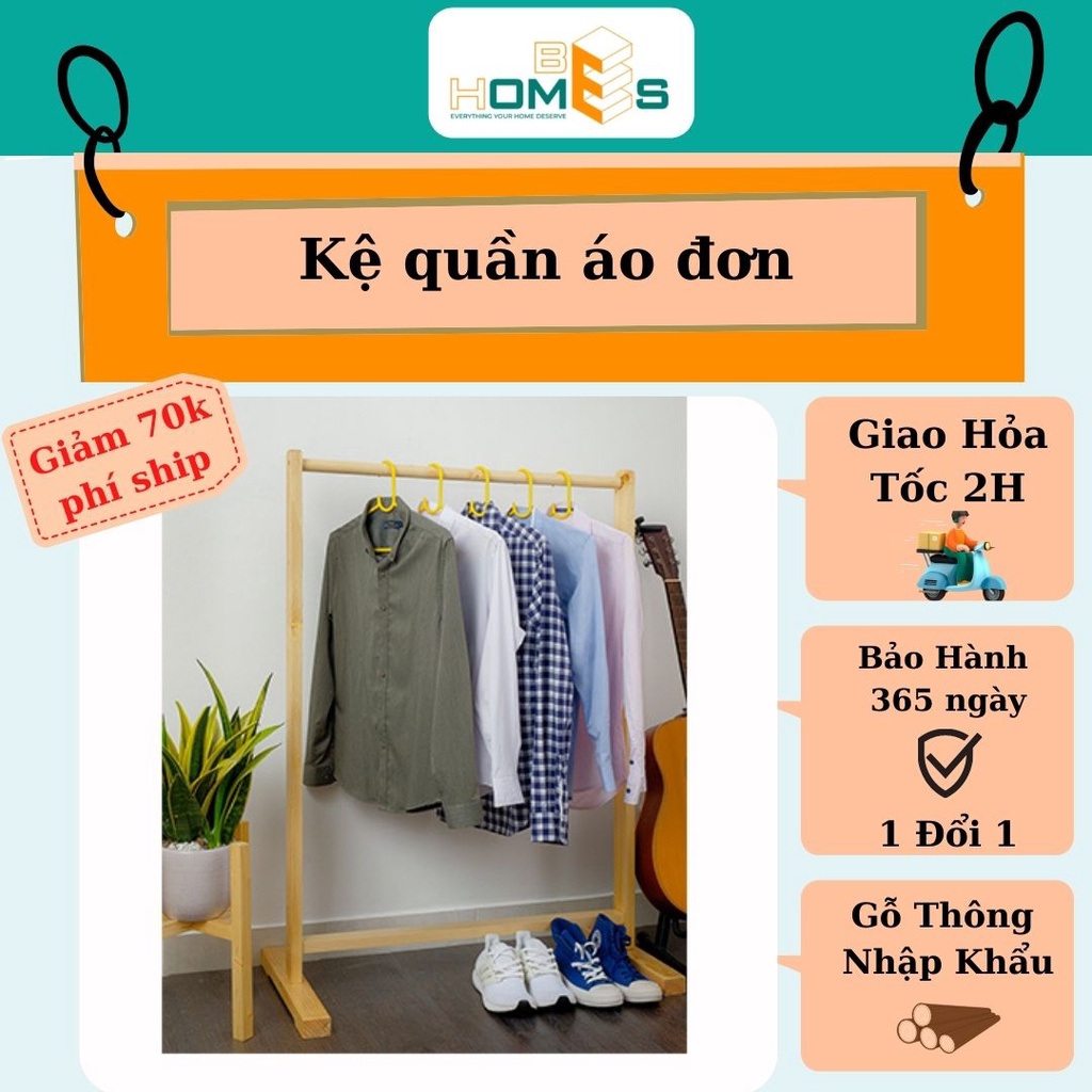 Giá treo quần áo gỗ đơn - nội thất phòng ngủ