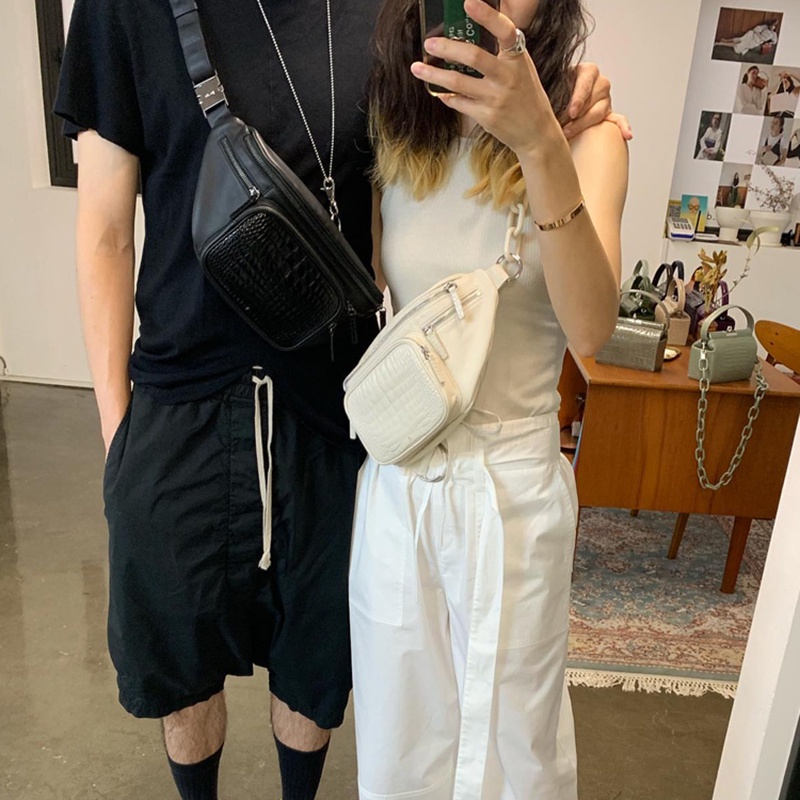 Túi Đeo Chéo Vân Da Cá Sấu Bằng acrylic Phối Dây Đeo Sợi Xích Thời Trang Cho Nữ